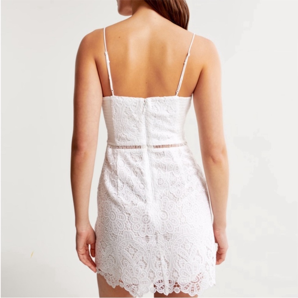 Abercrombie & Fitch White Lace V-Neck Sleeveless Mini Dress Bridal Honeymoon - Picture 8 of 17